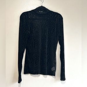 Express Mock Neck. Sheer Velvet. Black Long Sleeve XL